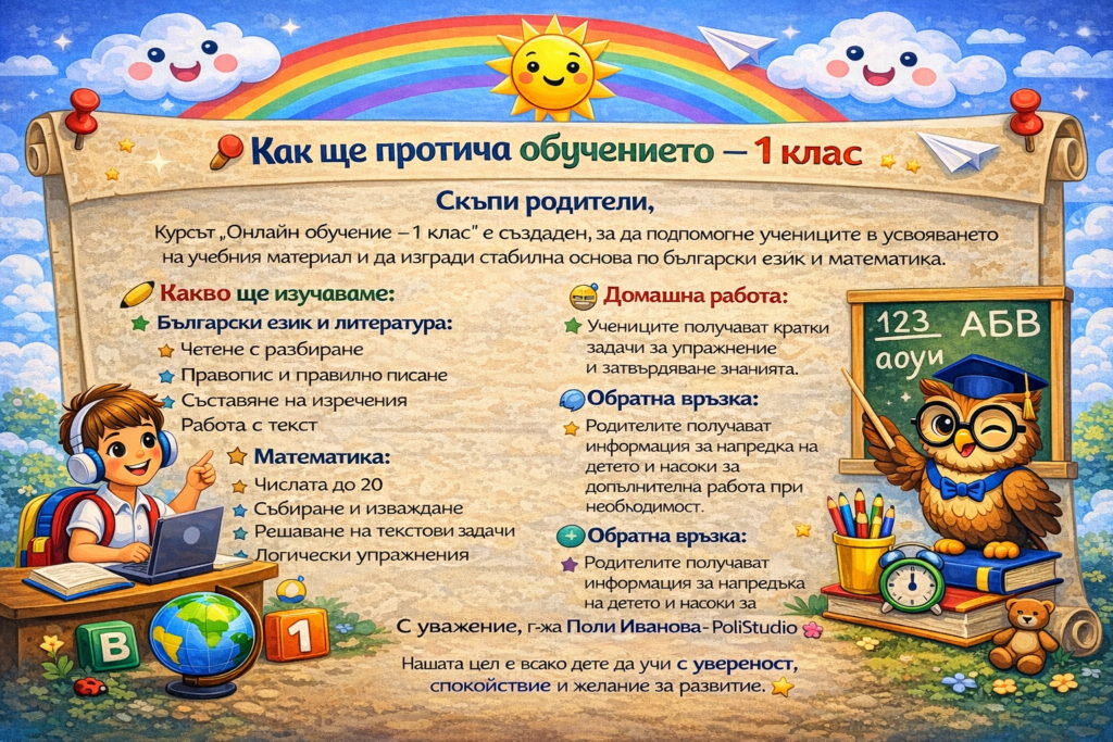 онлайн обучение за ученици 1-4 клас в София
