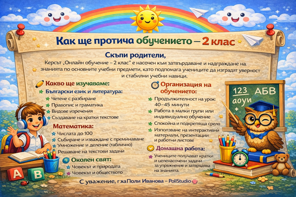онлайн обучение за ученици 1-4 клас в София

