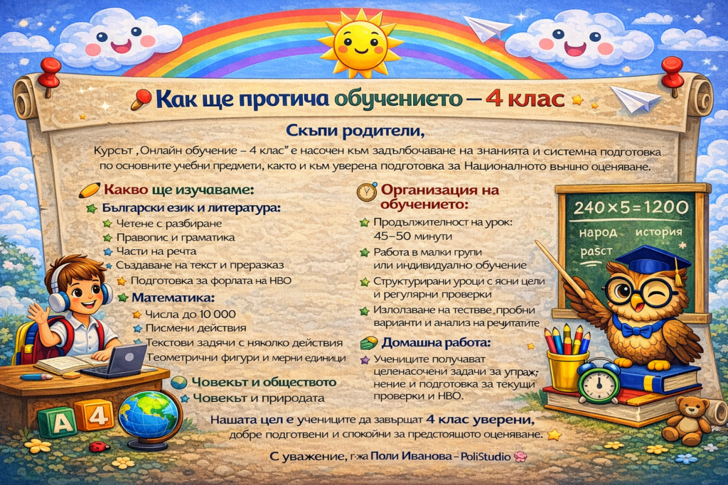 онлайн обучение за ученици 1-4 клас в София
