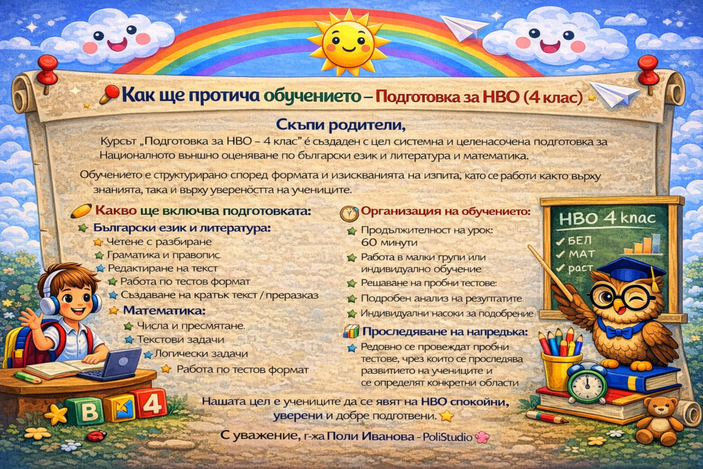 онлайн обучение за ученици 1-4 клас в София
